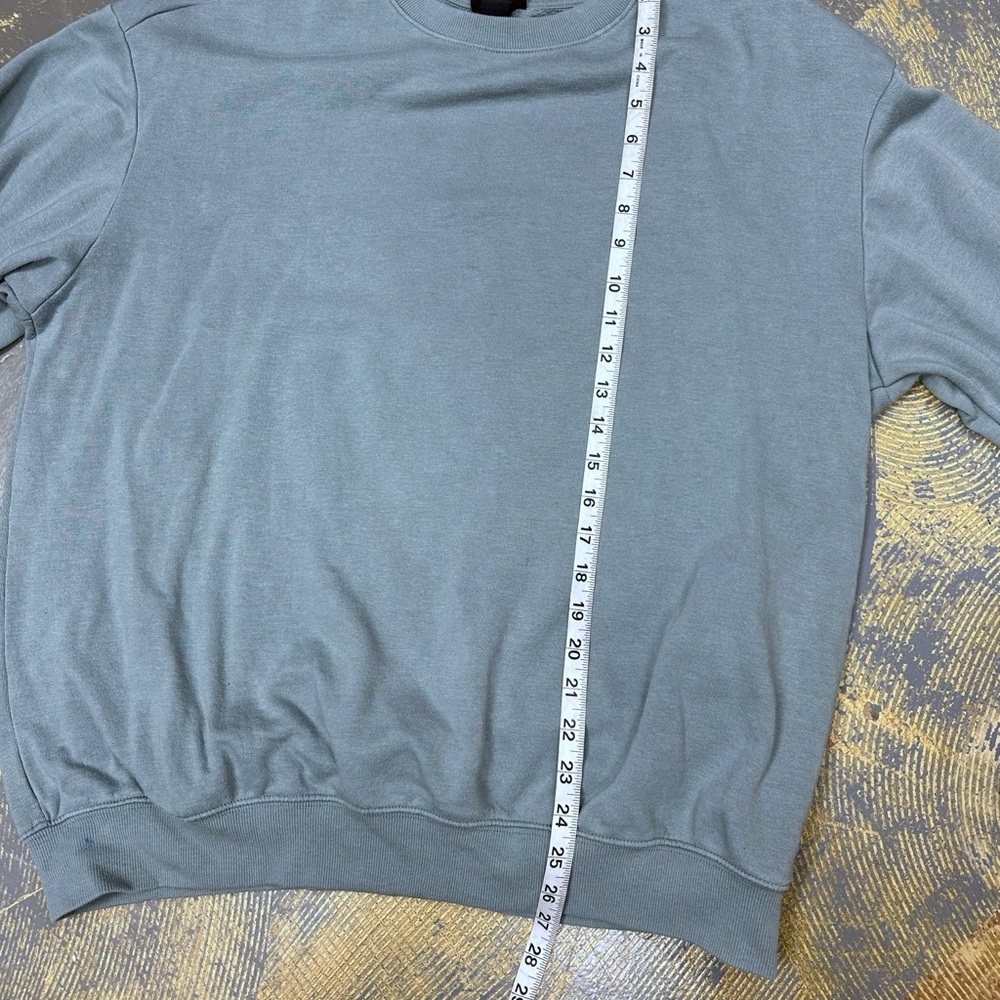H&M Pullover Crew Neck Sweater Cotton Medium Sage Green Teal - Picture 4 of 6